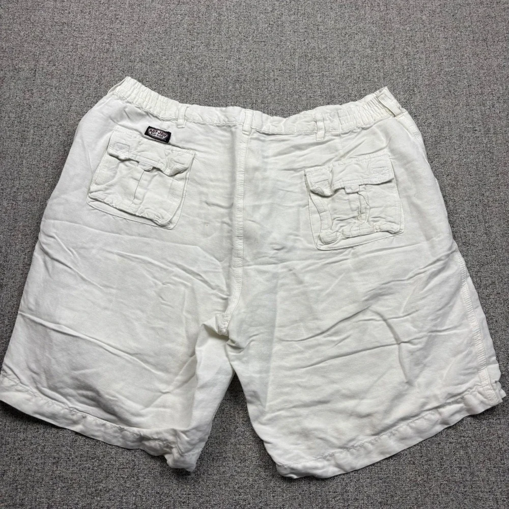 Ron Jon Surf Shop Mens Linen Blend Shorts White 38 Drawstring Cargo
